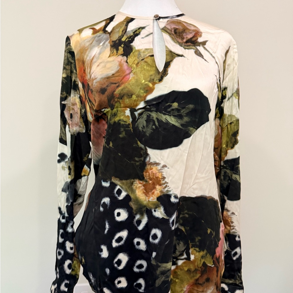 Craig Taylor Black and Cream Floral Long Sleeve Shirt